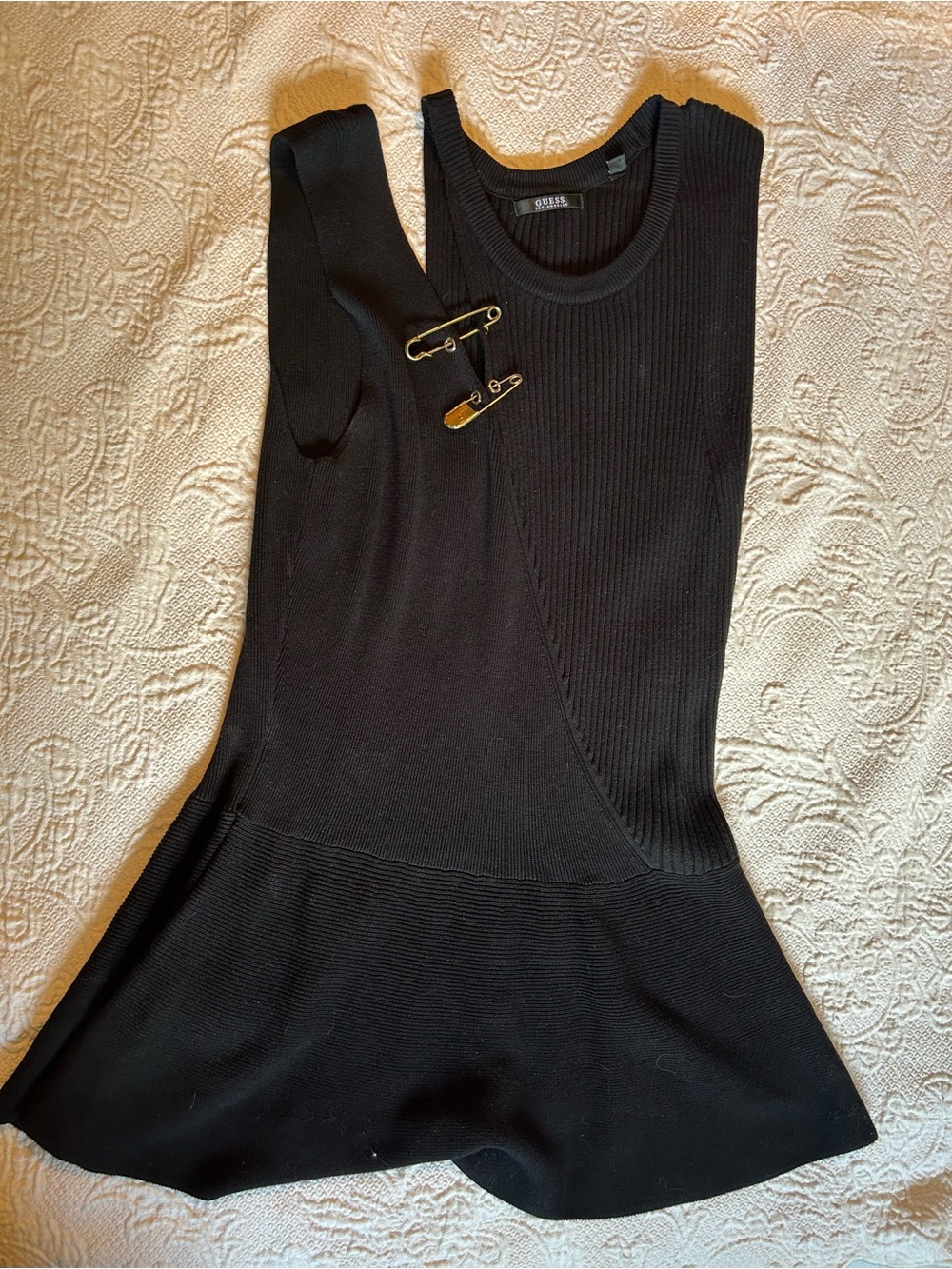Sleeveless Black Knit Peplum Top by Guess